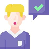 A man with a speech bubble and a tick mark vector
