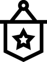 A black and white icon of a star on a badge vector