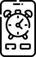 A black and white image of a clock and a phone vector