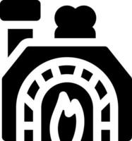A black and white icon of a pizza oven vector