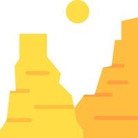 A yellow mountain with a sun in the sky vector