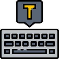 A keyboard with a yellow letter t on it vector