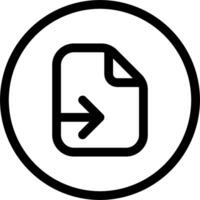 A black and white icon of a file with an arrow pointing to it vector