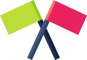 Two crossed flags with different colors vector