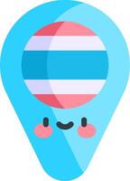 A blue pin with a cartoon face and a heart vector