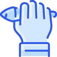 A hand holding a fish in its glove vector