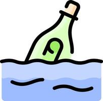 A bottle floating in the ocean with a message on it vector