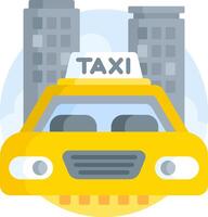 A taxi cab with a yellow sign on it vector