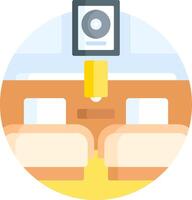 A flat illustration of a room with a tv vector