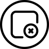 A black and white icon of a button with an x vector