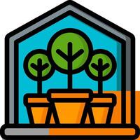 A house with three trees in pots vector