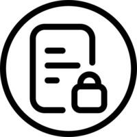 A black and white icon of a padlock and a document vector