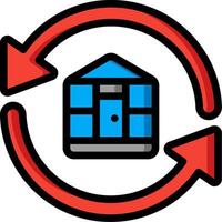A house with a red arrow pointing to it vector