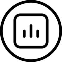 A black and white icon of a square with a button vector