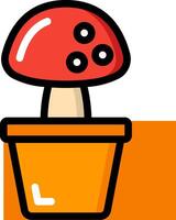 A mushroom in a pot on an orange background vector
