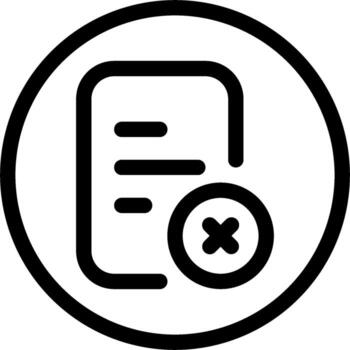 A black and white icon of a document with a cross vector