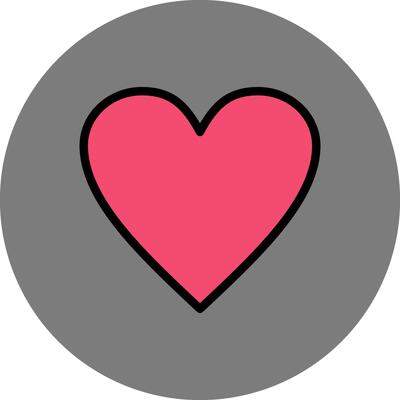 Heart Filled Grey Circle Icon