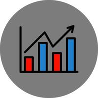 Bar Chart Filled Grey Circle Icon vector