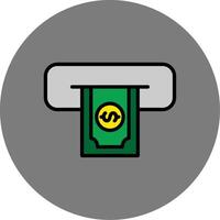 Cash Withdraw Filled Grey Circle Icon vector