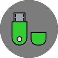 Usb Flash Drive Filled Grey Circle Icon vector