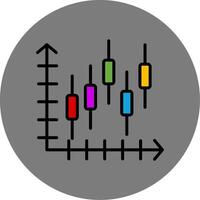 Candlestick Chart Filled Grey Circle Icon vector