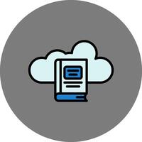 Cloud Learning Filled Grey Circle Icon vector