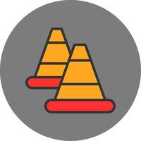 Traffic Cone Filled Grey Circle Icon vector