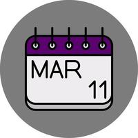 March Filled Grey Circle Icon vector