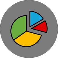 Half Pie Chart Filled Grey Circle Icon vector