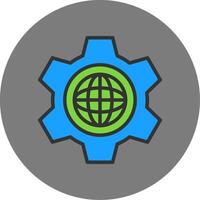 Cogwheel Filled Grey Circle Icon vector