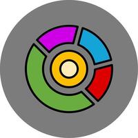Marked Donut Chart Filled Grey Circle Icon vector