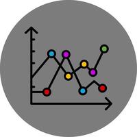 Multiple Line Graph Filled Grey Circle Icon vector