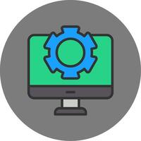 Gear Filled Grey Circle Icon vector