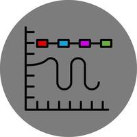 Multiple Trend Chart Filled Grey Circle Icon vector