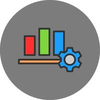 Bar Chart Filled Grey Circle Icon vector