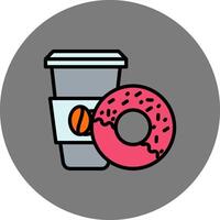 Coffee And Donut Filled Grey Circle Icon vector