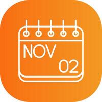 November Line Gradient Curve Icon vector