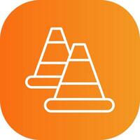 Traffic Cone Line Gradient Curve Icon vector