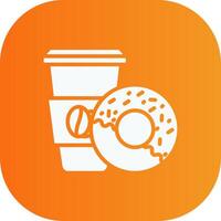 Coffee And Donut Glyph Gradient Curve Icon vector