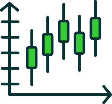 campana curva en grafico verde potra icono vector