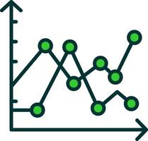 Multiple Line Graph Green Filly Icon vector