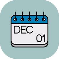 December Line Filled Curve Icon vector