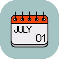 July Line Filled Curve Icon vector