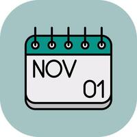 November Line Filled Curve Icon vector
