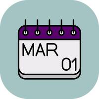 March Line Filled Curve Icon vector