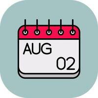 August Line Filled Curve Icon vector