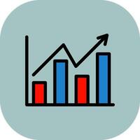 Bar Chart Line Filled Curve Icon vector