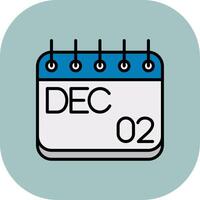 December Line Filled Curve Icon vector