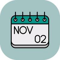 November Line Filled Curve Icon vector