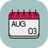 August Line Filled Curve Icon vector